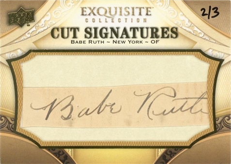 2011 SP "Legendary Cuts" #E5 Babe Ruth Cut Signature Card (#2/3)